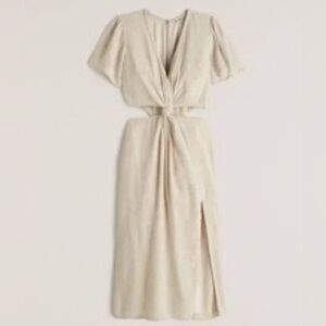 Abercrombie & Fitch Knot Front Cutout Linen Midi dress